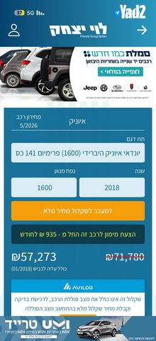 מודעת רכב יונדאי איוניק