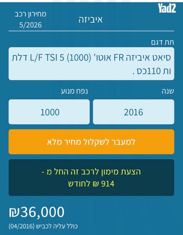 מודעת רכב סיאט איביזה