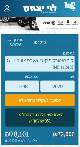 מודעת רכב קיה פיקנטו