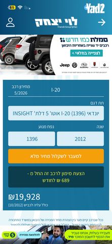 מודעת רכב יונדאי i20