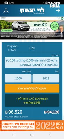 מודעת רכב יונדאי i20