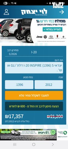 מודעת רכב יונדאי i20