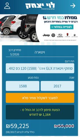 מודעת רכב סוזוקי ויטרה