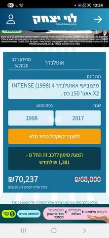 מודעת רכב מיצובישי אאוטלנדר