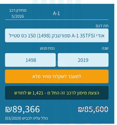 מודעת רכב אאודי A1