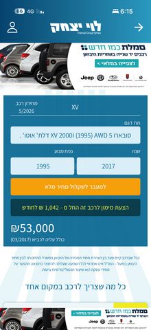 מודעת רכב סובארו XV