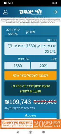 מודעת רכב יונדאי איוניק