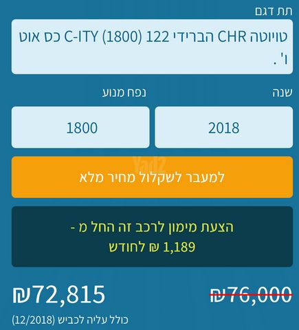 מודעת רכב טויוטה C-HR