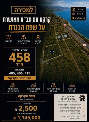 מודעת נכס, שדרות אליעזר קפלן, חוף דרום, טבריה