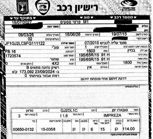 מודעת רכב סובארו אימפרזה