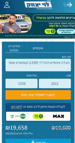 מודעת רכב הונדה אינסייט