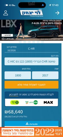 מודעת רכב טויוטה C-HR